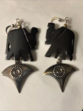 Wooden Elephant Earrings, Handcrafted